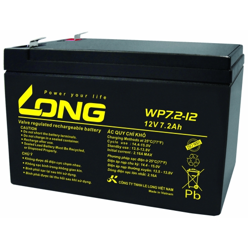 ẮC QUY KÍN KHÍ (VRLA AGM) LONG 12V-7.2Ah, WP7.2-12