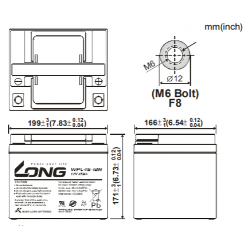 ẮC QUY KÍN KHÍ (VRLA AGM) LONG 12V-45Ah, (WPL45-12; WPL45-12N)